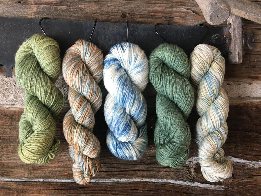 Goldenrod and cochineal DK weight yarn